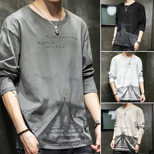 纯棉秋季男休闲长袖T恤打底衫