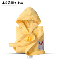 Childrens long style bathrobe pure cotton towel material bath warm water absorbent quick dry cartoon boy girl bath clothes summer thin