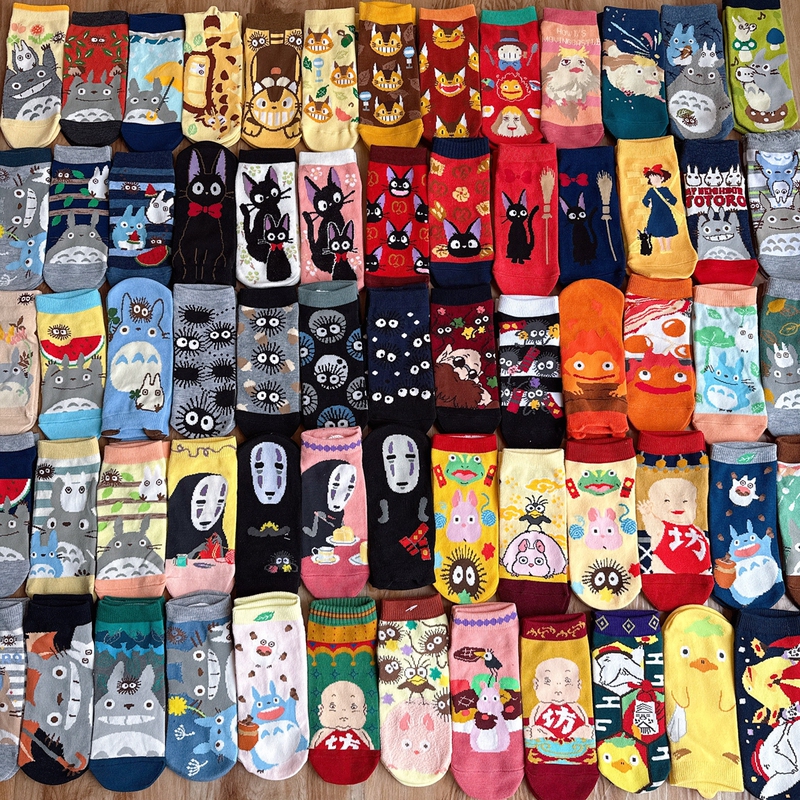 Women's No-Show Socks Japanese Cartoon Anime Totoro I Witch Black Cat Jiji Star Card Four Seasons Spring/Summer Low-Cut