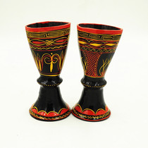Sichuan Liangshan Ethnic minority characteristic crafts Zhaojue Yi Lacquerware Pure horn wine glass (a)