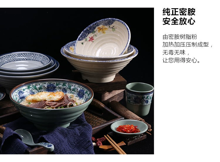 Melamine bộ đồ ăn giả bát sứ ajisen ramen bát kiểu Nhật bát bát bát bát thương mại cay nóng thả nhựa bát