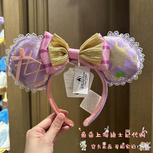 Дисней, сиреневая заколка для волос для принцессы с бантиком, ободок, аксессуар для волос, подарок на день рождения