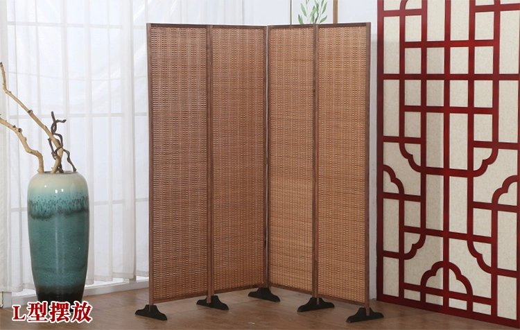 Vách ngăn phong cách cổ điển Trung Quốc gấp phòng khách văn phòng lối vào cửa có thể di chuyển chặn lối vào tre đau khổ làm vách ngăn phòng khách vách ngăn phòng bếp bằng gỗ