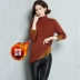 Áo len siêu dày nữ dài phần rộng cộng với nhung dày mùa đông ấm áp dệt kim cashmere đáy áo nửa cổ áo len Áo len