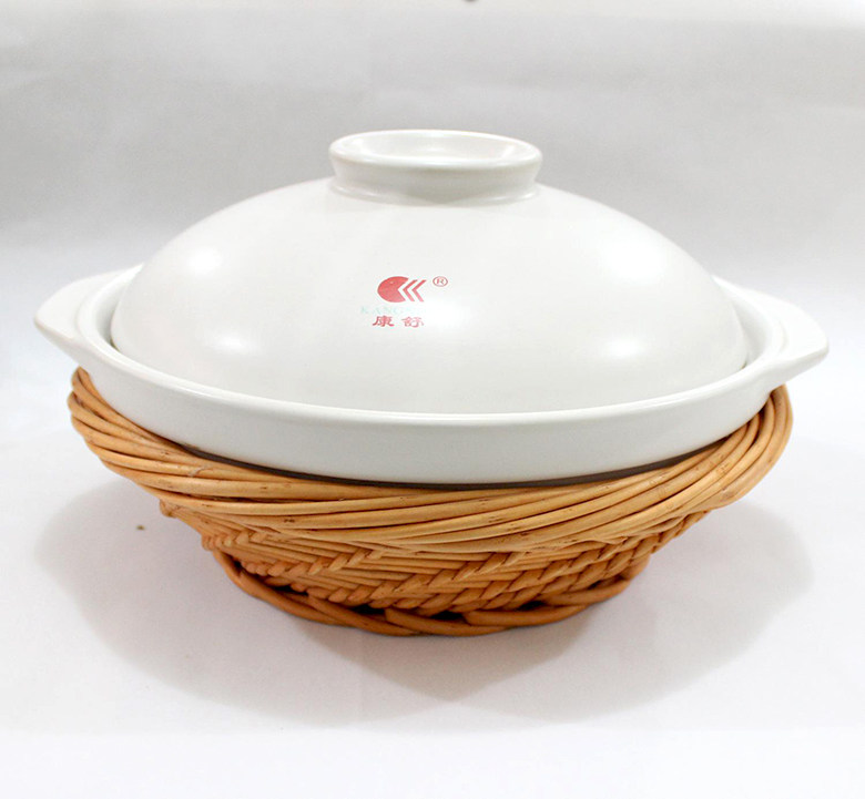 Wicker and rattan ground pot basket casserole basket casserole base mat fruit plate tray round willow basket blue basket casserole basket anti-scalding