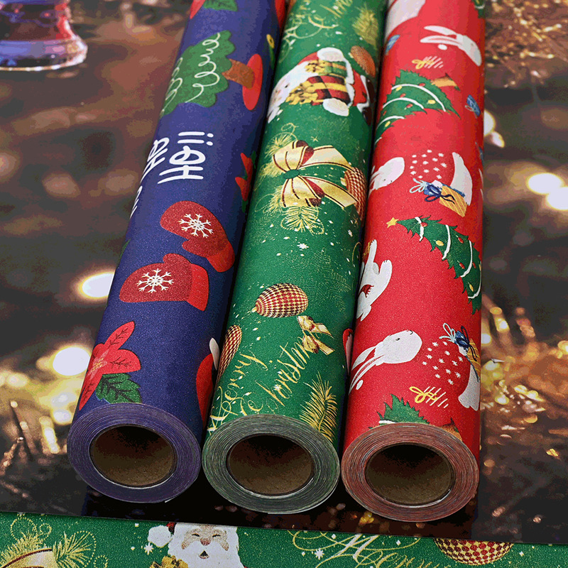 Christmas Gift Wrapping Paper Roll, Self-Cut Length, Suitable for Campus, Birthday, New Year's Day, Annual Meeting, and New Year's Eve Gift Wrapping
