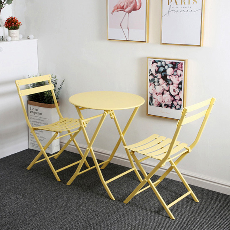 Net Red Milk Tea Shop Table And Chairs Combine Nordic Wind Iron Art Pink Fresh Dessert Coffee Hall Casual Balcony Small Table Chair