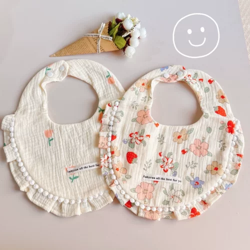 Хлопковый марлевый детский нагрудник для новорожденных, слюнявчик для принцессы, в цветочек