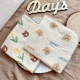 Брендовый марлевый детский носовой платок для умывания, детские влажные салфетки для лица, слюнявчик, в корейском стиле, цветочный принт