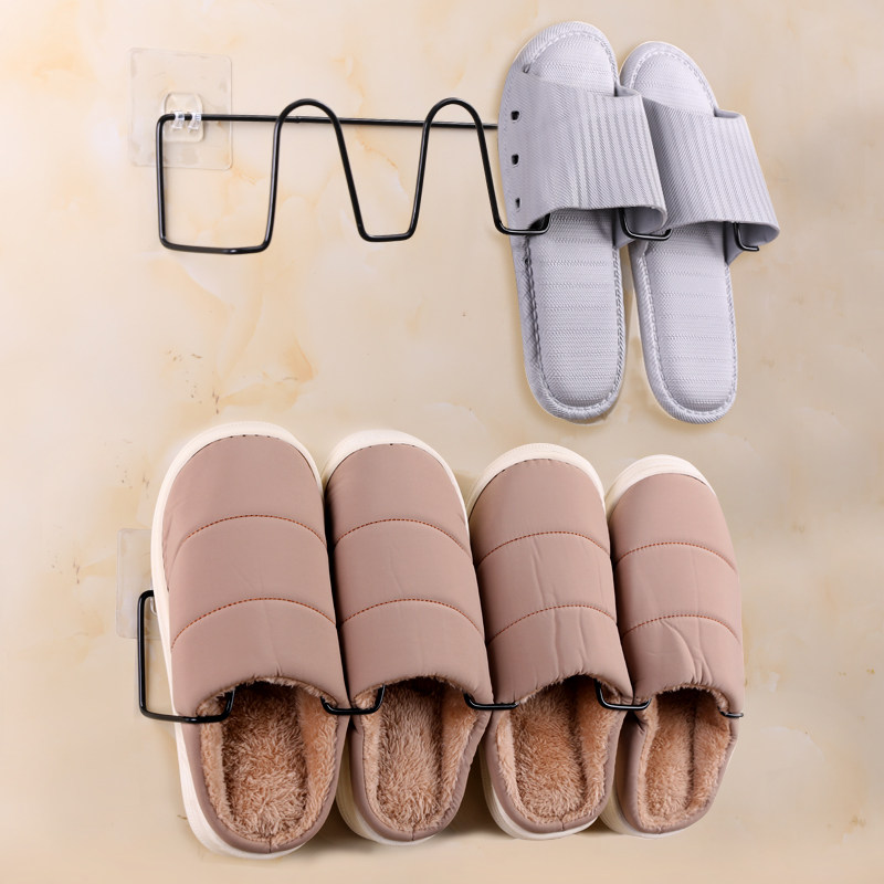 Bathroom slippers-free toilet toilet to hold shoe rack household door behind simple wall mounted asphalt shoe rack