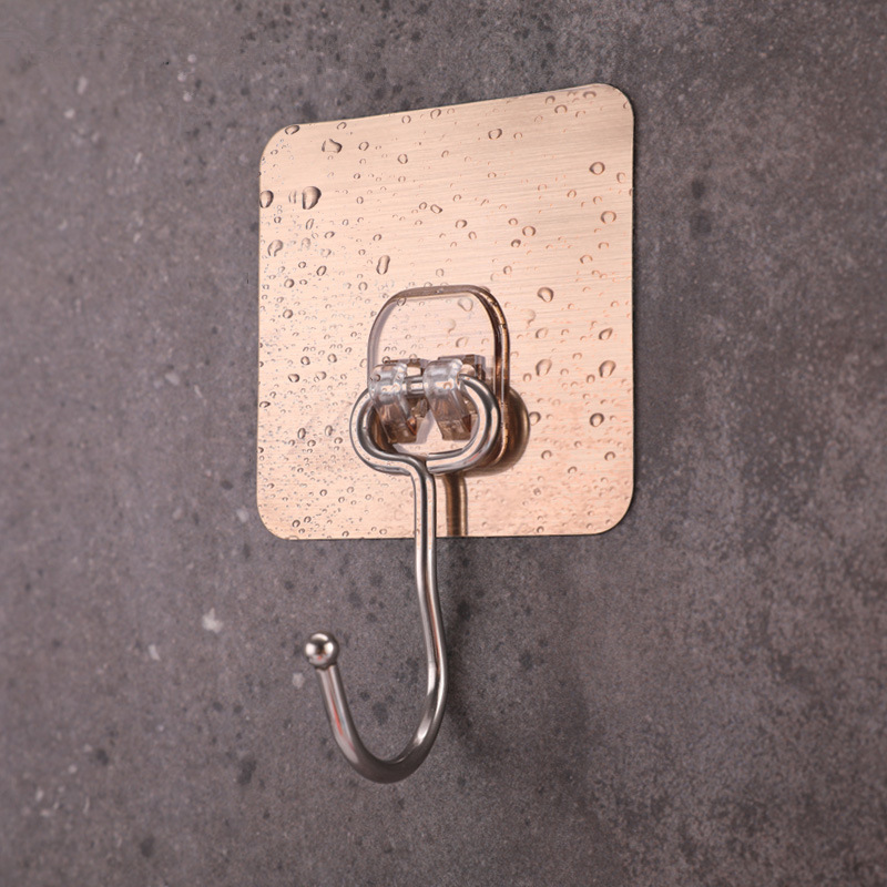 Stainless steel large hook no punching super strong bathroom no trace sticky hook makeup room door kitchen hook glue