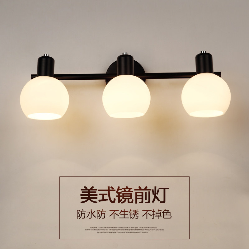 American mirror headlight led powder room toilet mirror cabinet makeup table Waterproof and anti-fog simple bathroom lamps