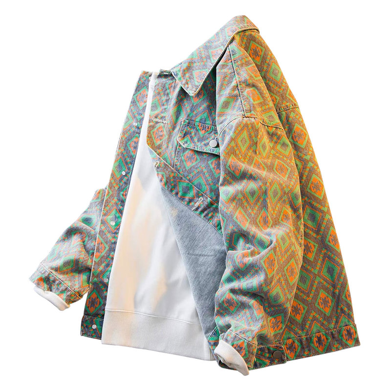 Musonmu Denim Jacket Men's Spring & Fall New Fashion Brand High-End Versatile Printed Men's Casual Jacket Top