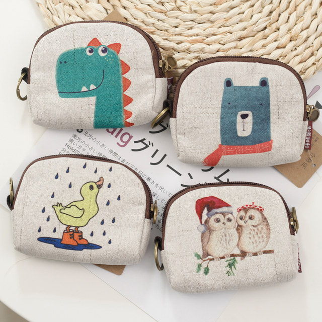 Cute Mini Coin Purse Canvas Fabric Small Coin Bag Coin Bag Douyin Zipper Student Wallet Female Short Style