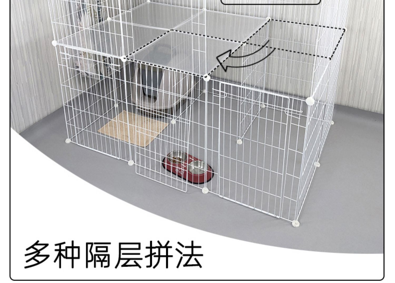Mèo lồng nhà trong nhà lớn không gian miễn phí mèo phòng khoang mèo biệt thự hàng rào thú cưng nhiều lớp mèo nhà mèo hàng rào - Cat / Dog hàng ngày Neccessities Bát ăn inox cho chó