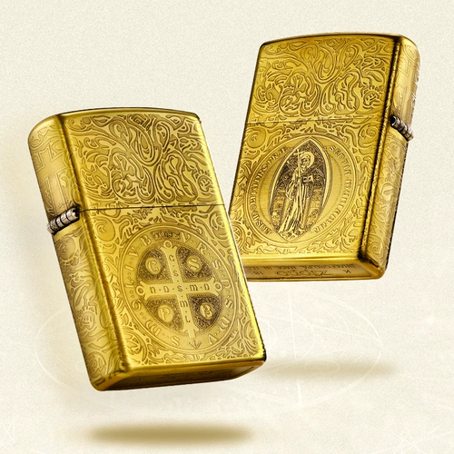 Оригинальная латунная матовая резная зажигалка, США