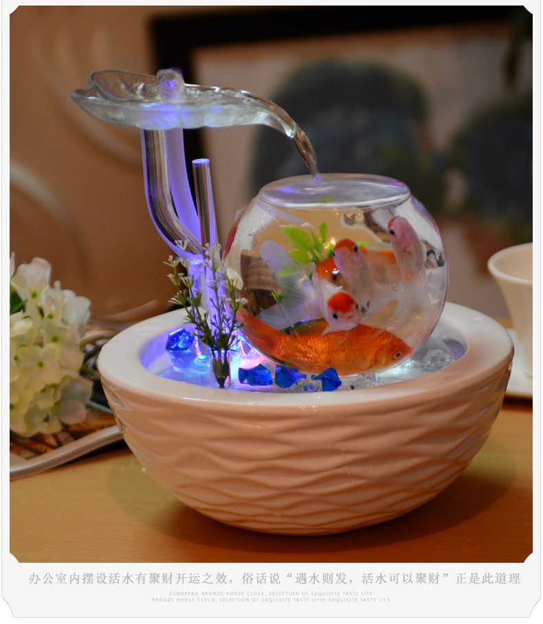 Nhà phòng khách nhỏ fish tank nước tủ TV trang trí gốm đài phun nước máy tính để bàn tạo độ ẩm sáng tạo món quà sinh nhật