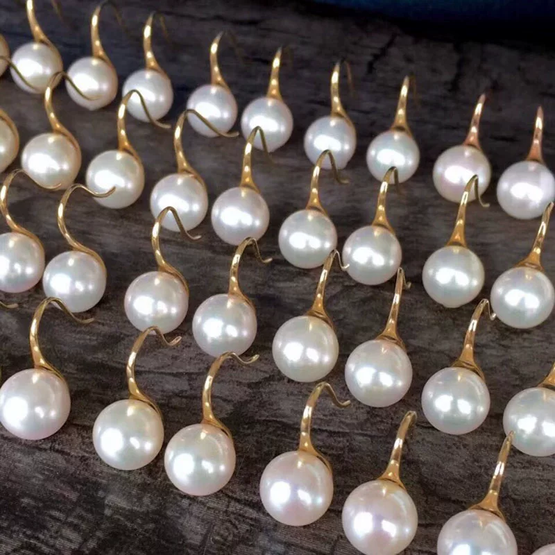 Серьги из жемчуга, золотистые платиновые аксессуары, изумрудные бусины воска агат, аксессуар, образец золота 750, розовое золото
