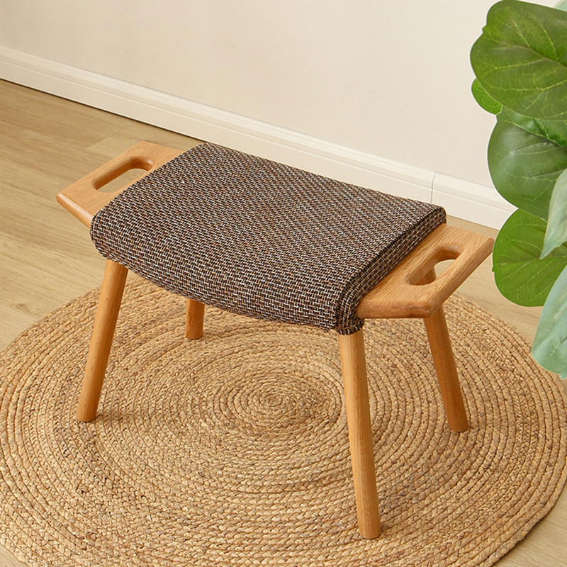 Nordic Solid Wood Changing Shoes Stool Home Doorway Creativity Soft Cushion Small Stool Sofa Rocking Chair Down-to-earth Red Stool Cloth