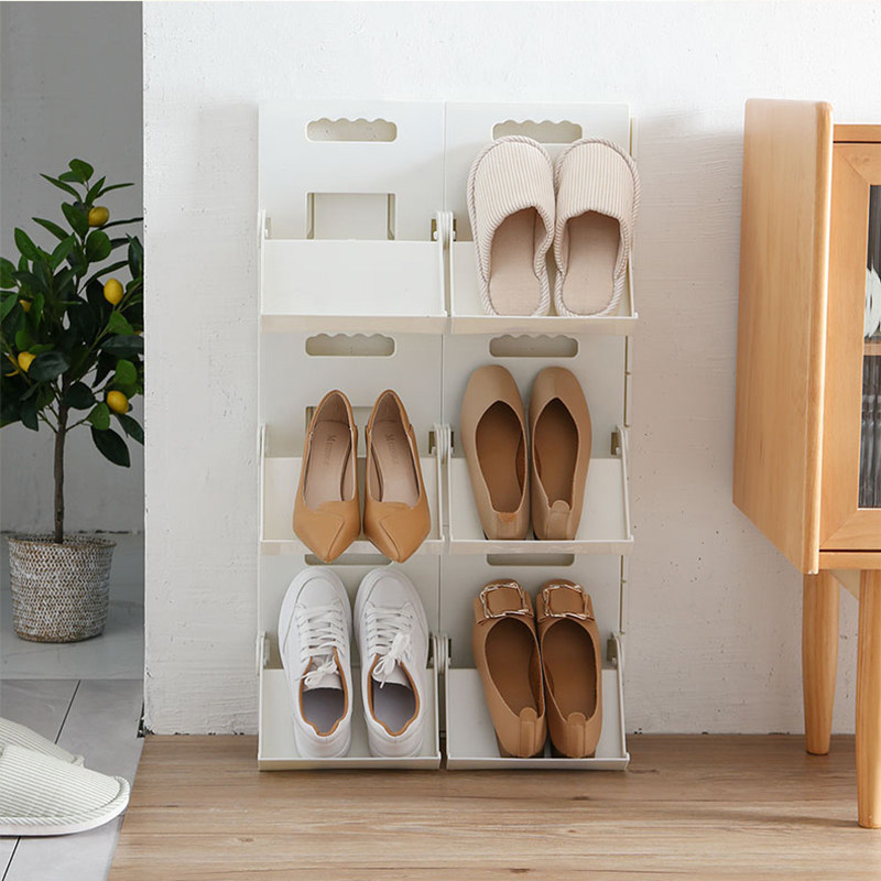 Foldable Standing Shoe Rack for Home Entrance, Simple Shoe Storage Rack, No-Drill Wall-Mounted, Assembleable Slipper Rack