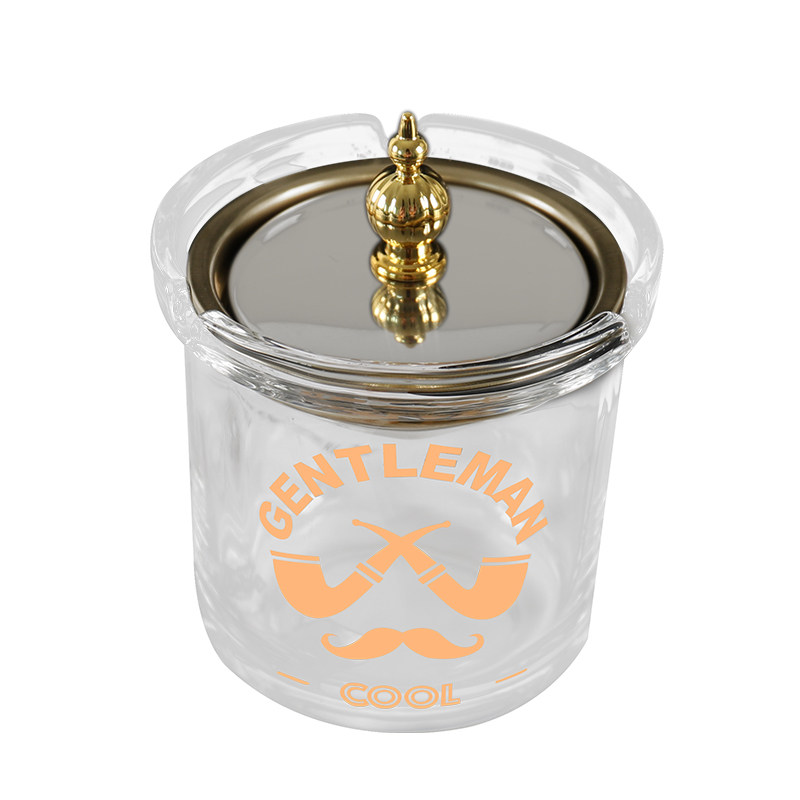 Glass Ashtray with Anti-Fly Ash Feature, Creative Design for Home Use in the Living Room, Light Luxury and High-End Feel, Windproof Ashtray with Lid for Office and Dormitory