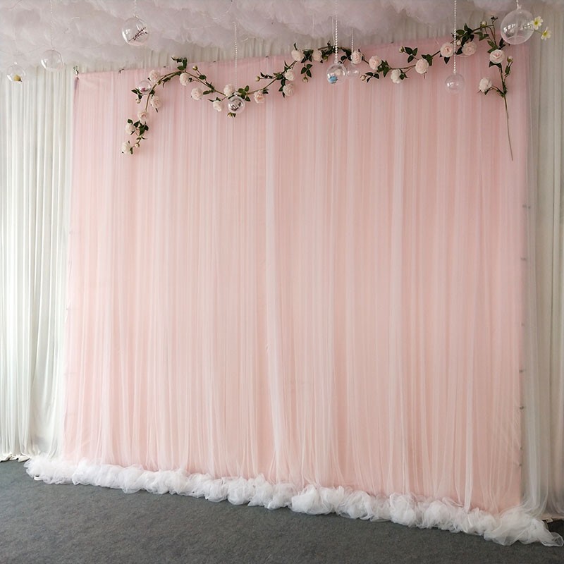 New Wedding Mesh Props Background Wedding Stage Gauze Double-Layer Kindergarten Performance Curtain Wall Decoration
