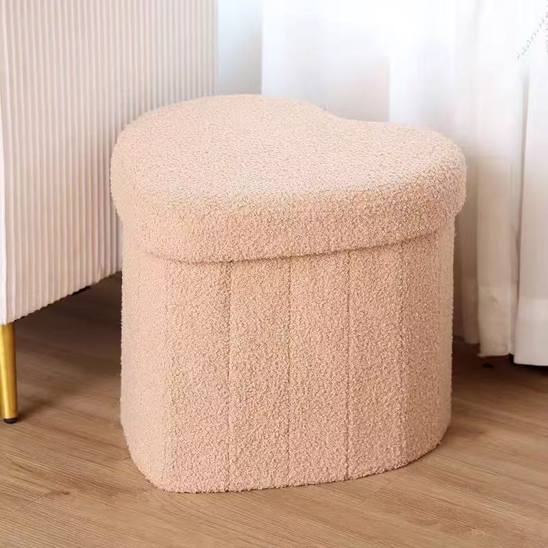 Pink Plush Cushion Storage Stool Pink Plush Cushion Storage Stool