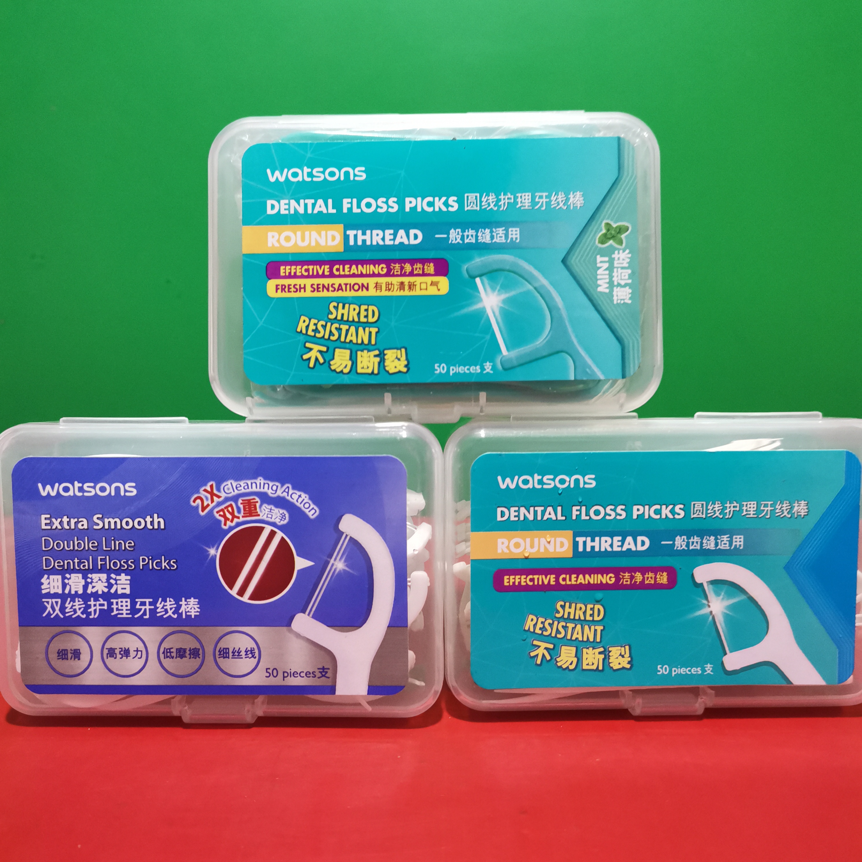 Strong round wire Double care family pack a portable dental floss rods 50 pens on sale