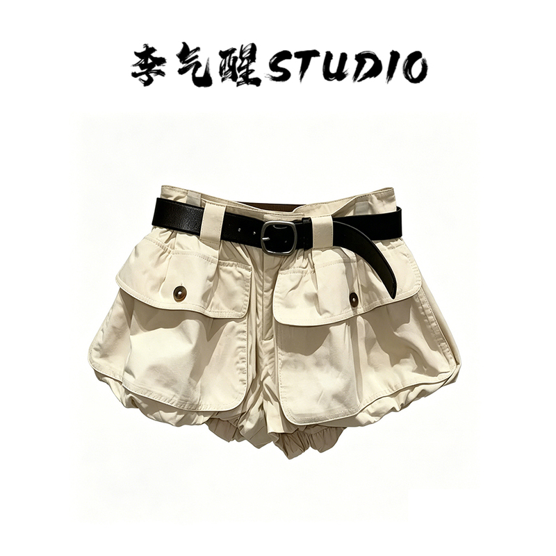 American Retro Style Slim Shorts for Women 2026 Summer New High-Waisted Tie Versatile Workwear Floral Wide-Leg Pants for Women