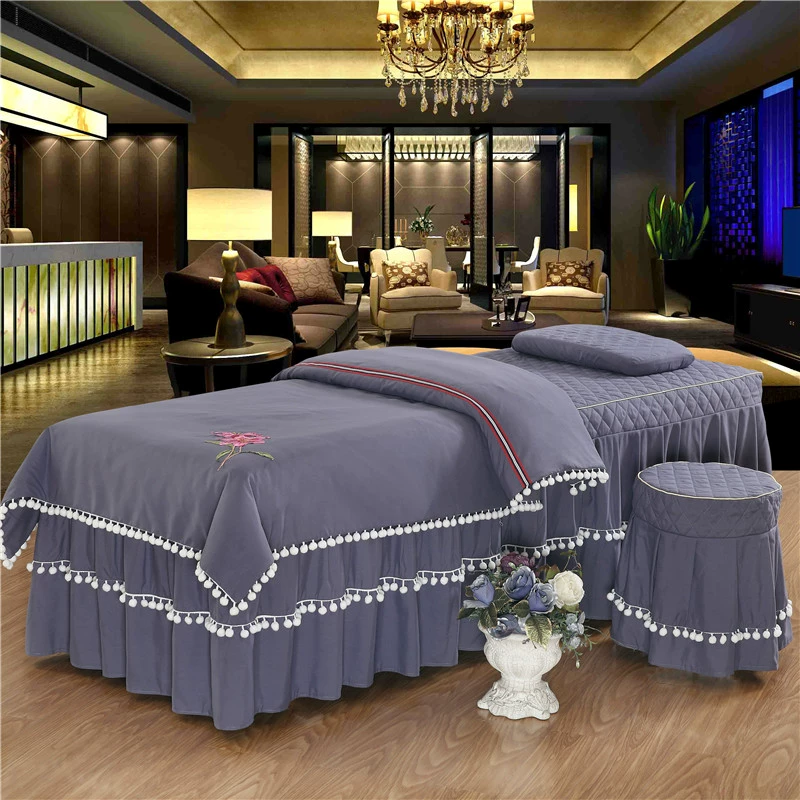 Vẻ đẹp giường bao gồm bốn bộ massage giường màu rắn Châu Âu thẩm mỹ viện cao cấp dành riêng