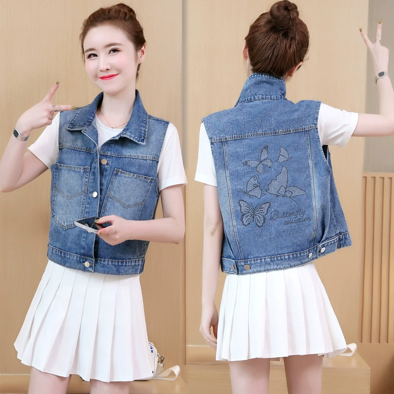 Phiên bản Hàn Quốc của áo vest denim cỡ lớn nữ 2020 mới mùa xuân và mùa thu không tay áo vest thắt lưng vest vest hoang dã - Áo vest