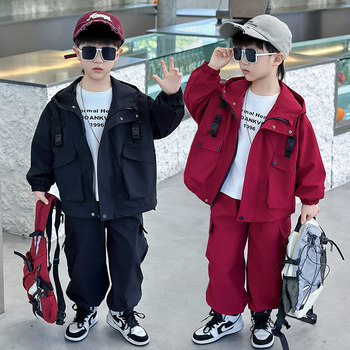 Boys' Suit Spring and Autumn 2025 New Children's Autumn and Winter Casual Jacket Stylish Baby Workwear Two-Piece Set