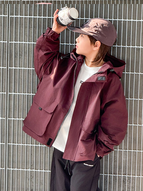Boys' Spring and Autumn Jacket 2025 New Children's Autumn Workwear Jacket, Big Kids' Autumn Cool Trench Coat Trendy