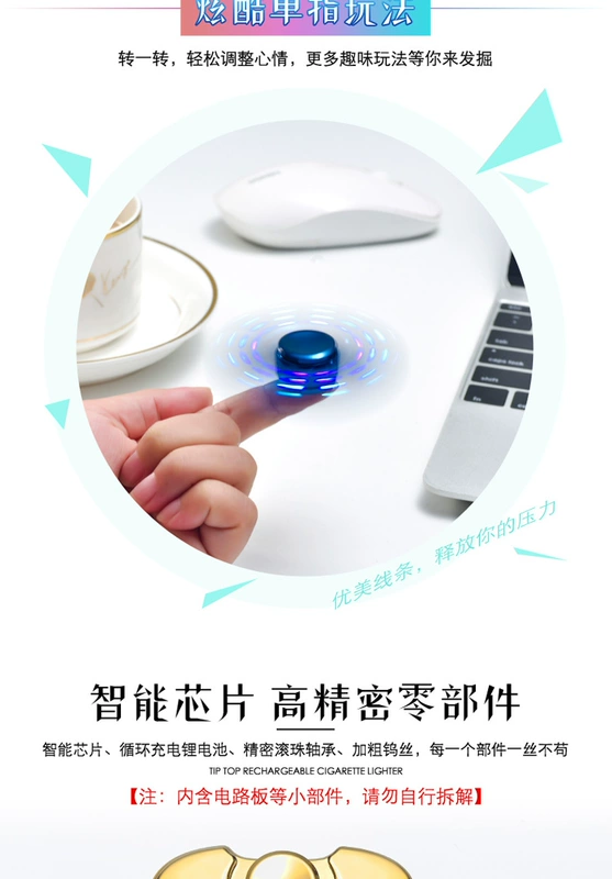 Xoay ngón tay cái bật lửa sạc sáng tạo đầy màu sắc cá tính chống gió USB bật lửa điện tử để gửi bạn trai mua bật lửa cối tàu