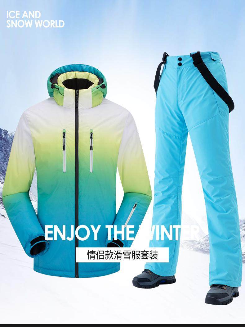 Winter Ski Clothing for Men and Women, Ski Jacket and Pants Set, Windproof, Thickened and Warm, Single and Double Board Ski Equipment