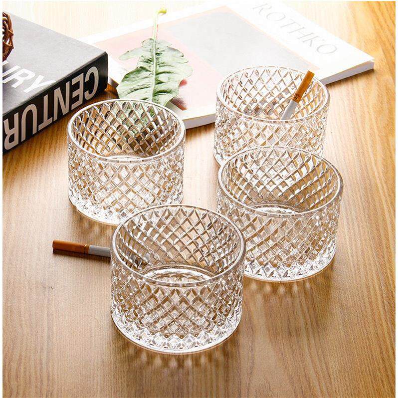 (Two Mounted) Creative Diamond Glass Tobacco Ashtray Hotel Guesthouse Home Bedroom Office Decorated with Cigarette Ash