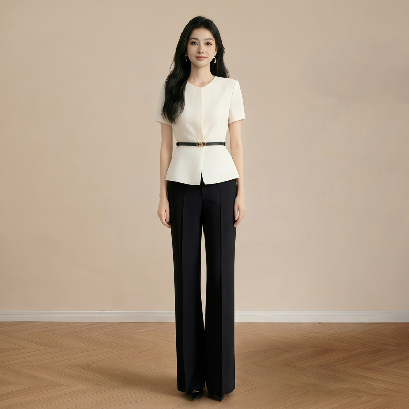 2026 Summer New Style Elegant Goddess-Style Wide-Leg Pants Short-Sleeve Suit Set for Women, High-End Commuter Professional Formal Wear
