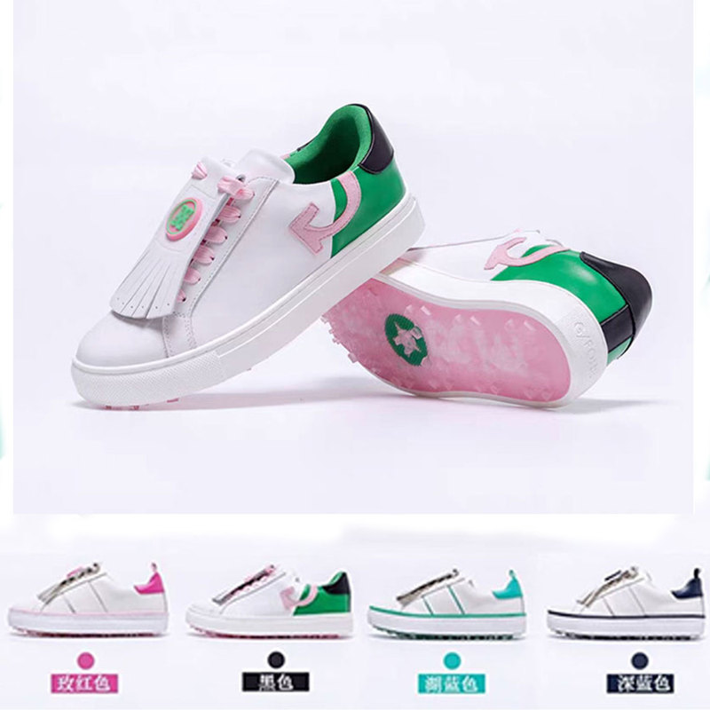 G4 Nail-Free Tassel Golf Shoes for Women Golf First-Layer Cowhide Golf Outdoor Waterproof Sports White Sneakers