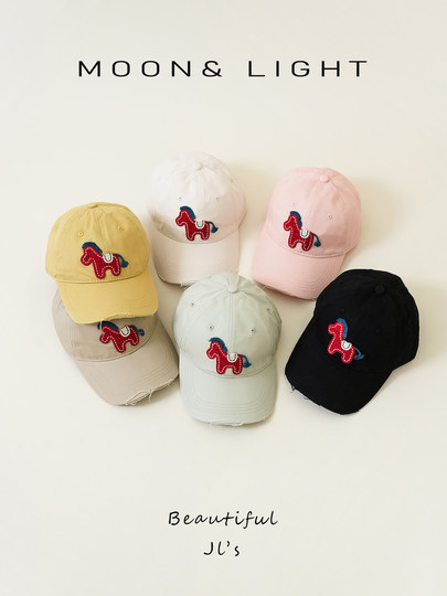 Girls baseball cap red pony spring and autumn all-match casual baby Korean style children's hat sun protection peaked cap
