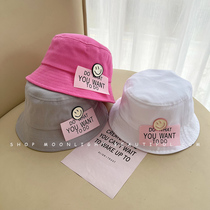 Smiley Face Badge Child Fisherman Hat Han Edition Male And Female Baby Spring Autumn Summer Cotton Basin Hat Sunscreen Sunscreen Hat Tide