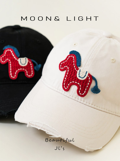 Girls baseball cap red pony spring and autumn all-match casual baby Korean style children's hat sun protection peaked cap