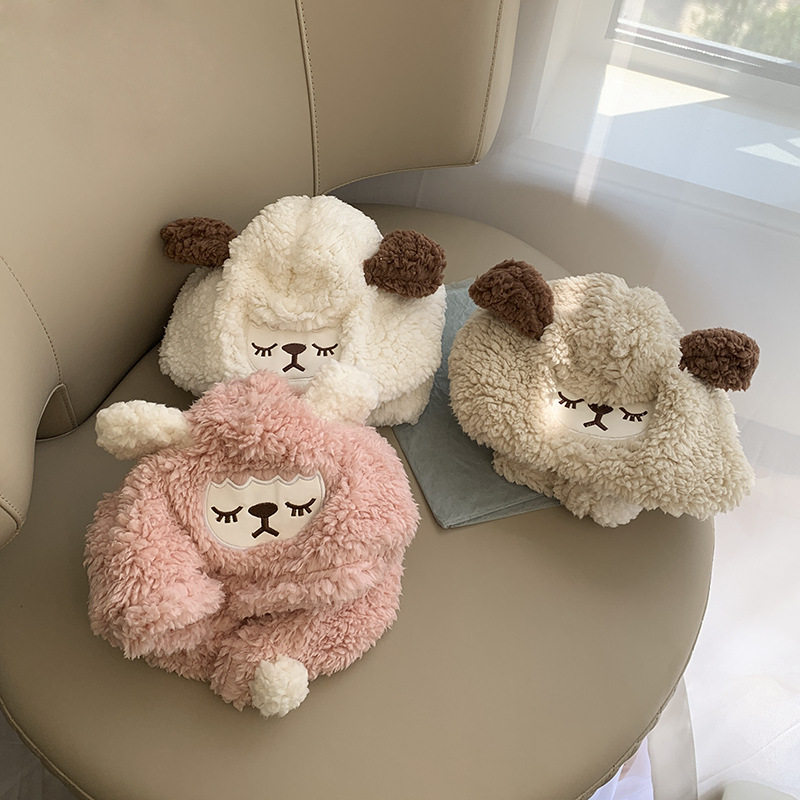 Children's hat three-dimensional cartoon animal imitation lamb wool male and female child baby cute surrounding neck and winter scarves integrated cap