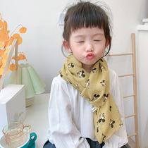 Korean version of the new cute cartoon children's scarf spring and autumn Joker decoration baby scarf cotton linen printed women's silk scarf