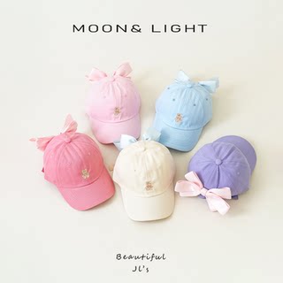 Children's Baseball Cap with Large Bow, Spring and Autumn Sweet Bear Embroidery, Baby Small Logo, Girls' Hat, Duckbill Cap