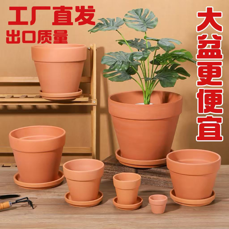 Clearance Sale: Red Clay Flower Pots, Succulent Pots, Orchid Pots, Breathable Simple Coarse Pottery Pots for Green Plants, Water-Absorbing Seedling Pots