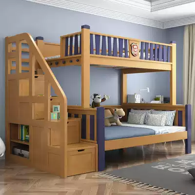 Solid wood bunk bed Beech bunk bed children two layers of a bunk bed as well as pillow ladder cabinet bunk beds adult multi-function