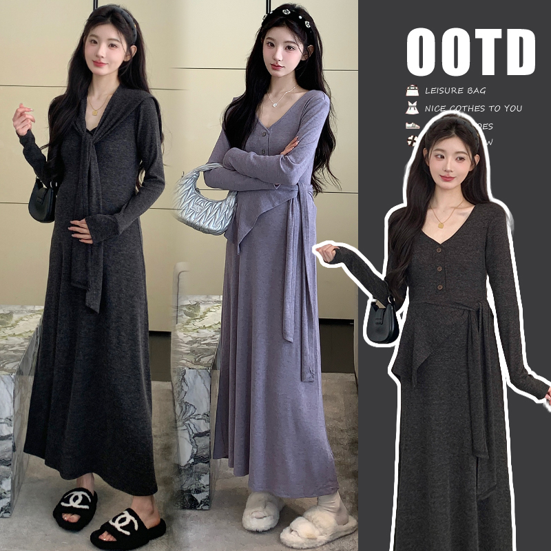 Maternity Wear 2026 Autumn New Korean Style Fashionable Elegant Solid Color High-End Knitted Shawl Maternity Dress for Women Maternity Wear 2026 Autumn New Korean Style Fashionable Elegant Solid Color High-End Knitted Shawl Maternity Dress for Women