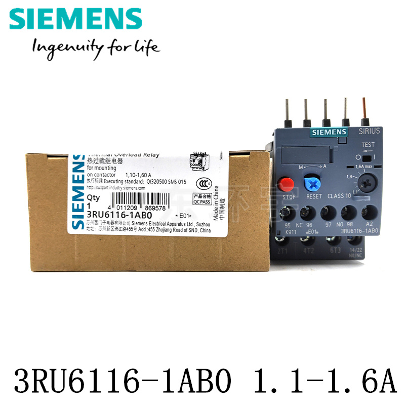 Original Siemens 3RU6116 thermal relay 3RU6116-1AB0 1 1-1 6A