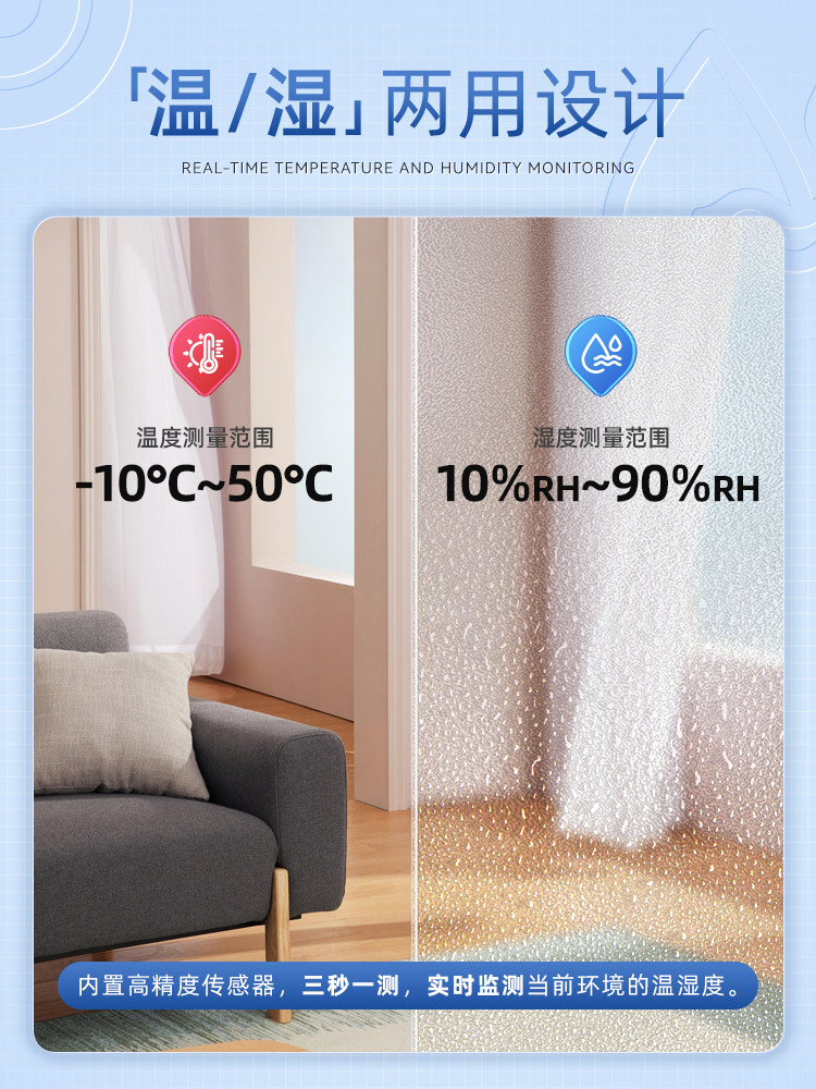 Deli Electronic Temperature and Humidity Meter for Home Indoor Use, Accurate Baby Room Wall-Mounted Room Air Hygrometer and Thermometer