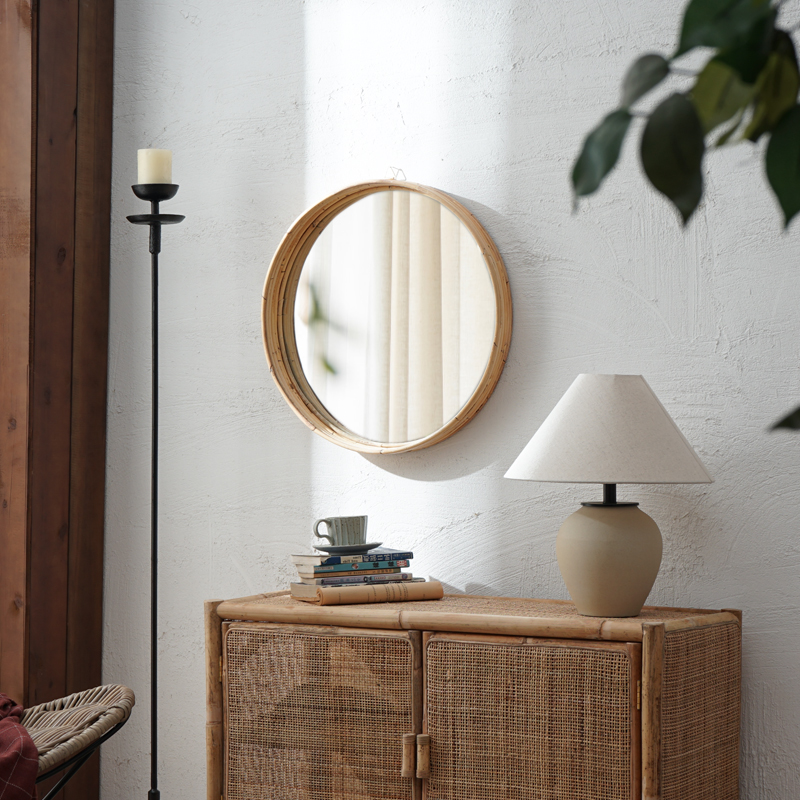 Retro Vine Choreography Art Make-up Mirror Bedroom Make-up Mirror Tabletop Wall-mounted Round Mirror Living Room Genguan Background Wall Decorative Mirror